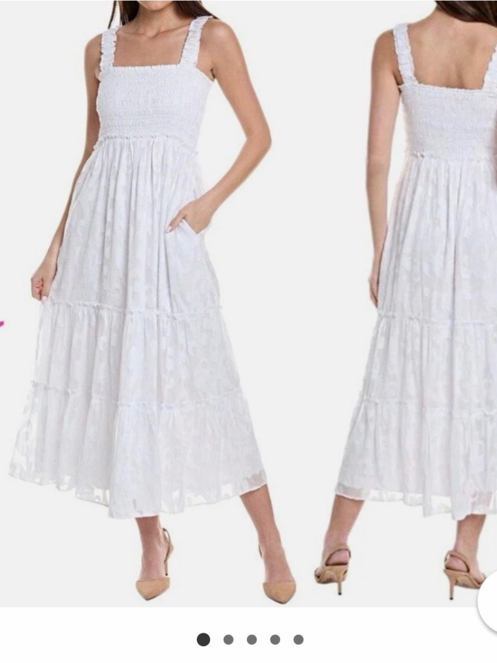 Lilly Pulitzer White Smocked Maxi Dress with Ruffled Straps